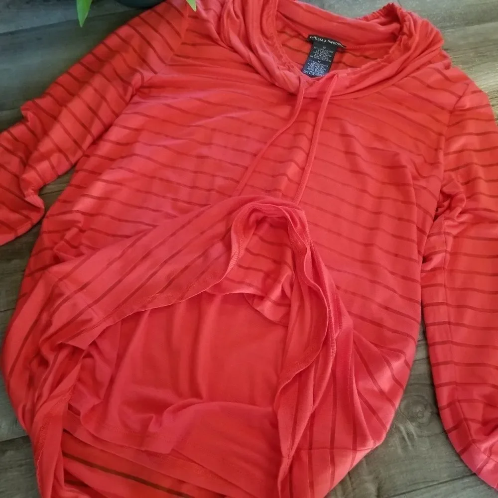 Chelsea & Theodore orange cowl neck top M - Picture 3 of 6